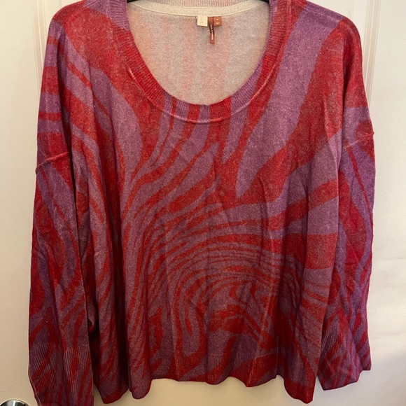 NWT Pilcro by Anthropologie 100% cashmere pink/purple zebra print sweater, 3X - Picture 1 of 12